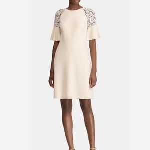 RALPH LAUREN Peach Flared Bell Lace Short Sleeve Dress 8 NWOT